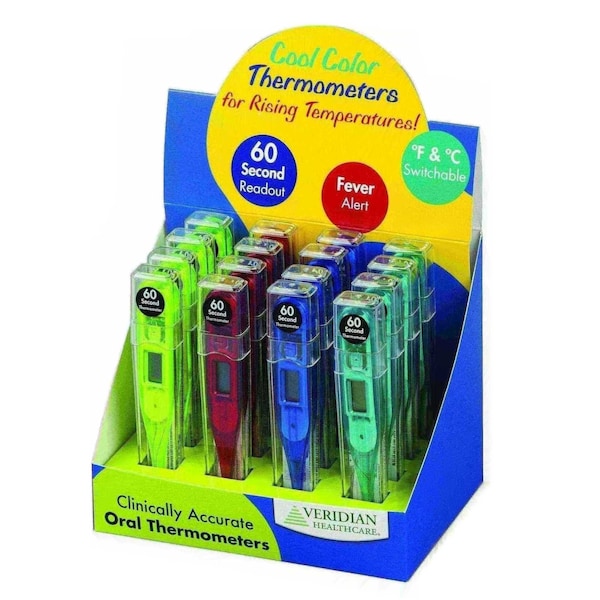 Veridian Healthcare Cool Colors 16 pc Digital Thermometer Display 08